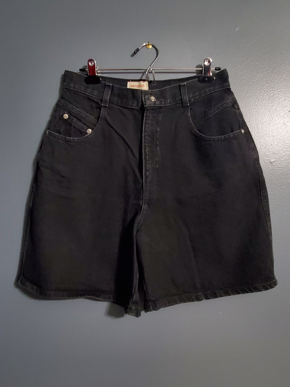 Crossroads Vintage Black Denim Jean Shorts with High-Rise Fit Women's Size 14